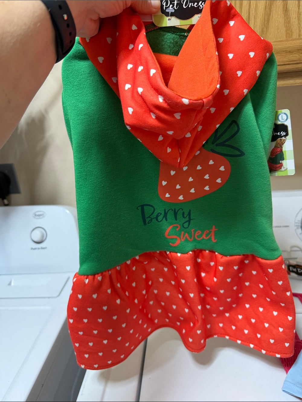 Berry Sweet Green and Red Dog Hoodie Dress